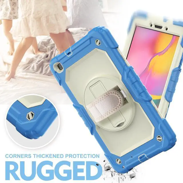 Alt view image 7 of 7 - Case for Samsung Galaxy Tab A 8.0 case 2019 Model: SM-T290 / SM-T295.Full Body Protection Cover with Built-in Screen Protector Pen Holder [360 Rotating Hand Strap]