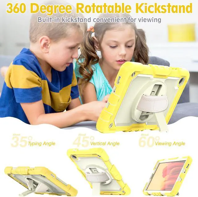 Alt view image 3 of 7 - Case Compatible with Samsung Galaxy Tab A7 Lite 8.7 inch with Built-in Screen Protector 360 Degree Kickstand Hand Shoulder Strap, Shockproof Cover for Galaxy Tab A7 Lite 2021 SM-T220 SM- T225 SM- T227