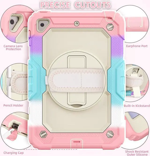 Alt view image 4 of 6 - iPad Mini 5 Case, iPad Mini 4 Case, Shockproof Stand Sturdy Protective Mini Cover with Screen Protector Pencil Holder Handle Strap for 7.9 iPad Mini 5th Gen / Mini 4th Generation