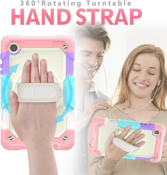 Alt view image 2 of 7 - Case Compatible with Samsung Galaxy Tab A7 Lite 8.7 inch with Built-in Screen Protector 360 Degree Kickstand Hand Shoulder Strap, Shockproof Cover for Galaxy Tab A7 Lite 2021 SM-T220 SM- T225 SM- T227