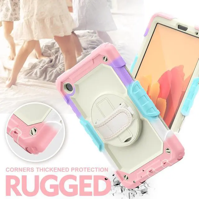 Alt view image 7 of 7 - Case Compatible with Samsung Galaxy Tab A7 Lite 8.7 inch with Built-in Screen Protector 360 Degree Kickstand Hand Shoulder Strap, Shockproof Cover for Galaxy Tab A7 Lite 2021 SM-T220 SM- T225 SM- T227