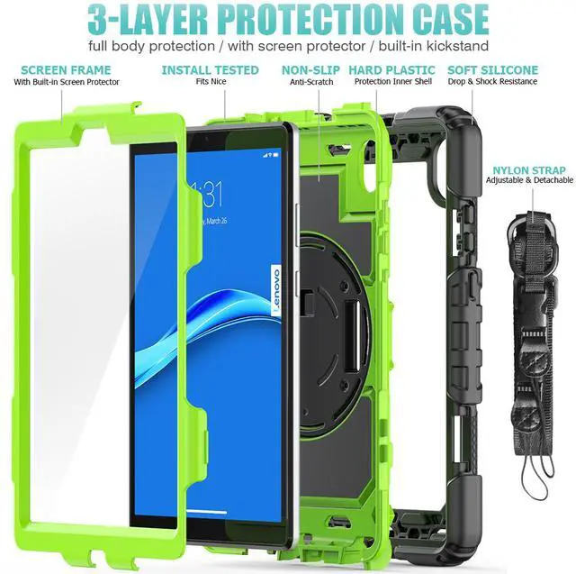 Alt view image 7 of 7 - Case for Lenovo Tab M8 8 inch FHD 2020 TB-8705F TB-8705N, Lenovo Tab M8 (2nd Gen) 8'' HD 2019 TB-8505X TB-8505F, Lenovo Smart Tab M8 TB-8505FS Cover w/ Pen Holder Screen Protector Stand Shoulder Strap