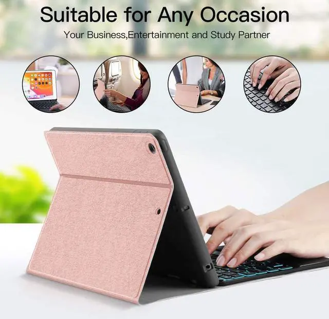 Alt view image 3 of 6 - Keyboard Case for iPad Pro 12.9-inch 2017/2015 (Old Model, 2nd & 1st Generation), Soft TPU Protective Cover, [7 Color Backlit] Magnetically Detachable Wireless Bluetooth Keyboard