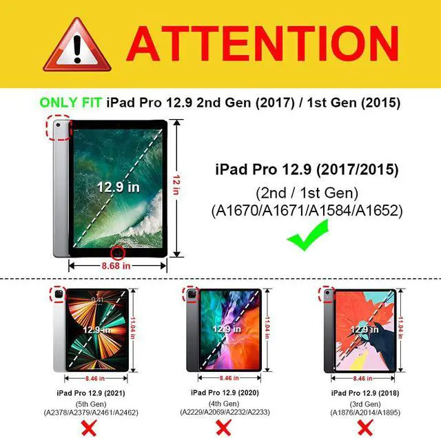 Alt view image 2 of 6 - Keyboard Case for iPad Pro 12.9-inch 2017/2015 (Old Model, 2nd & 1st Generation), Soft TPU Protective Cover, [7 Color Backlit] Magnetically Detachable Wireless Bluetooth Keyboard