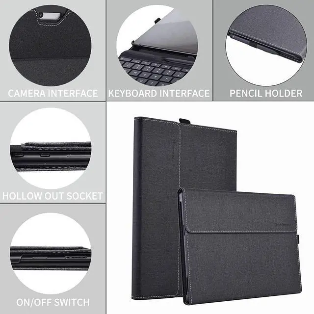 Alt view image 5 of 7 - For Microsoft Surface Pro 8 Case - Premium PU Leather Stand Cover with Multiple Angle Viewing / Pen Holder for Surface Pro 8 13 inch 2021