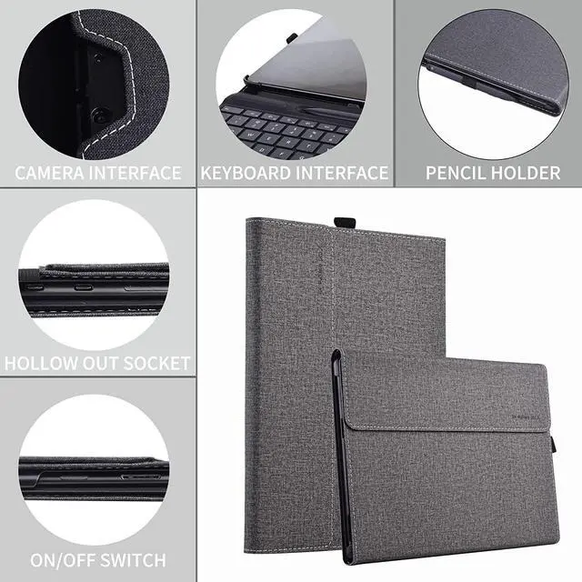 Alt view image 3 of 7 - For Microsoft Surface Pro 8 Case - Premium PU Leather Stand Cover with Multiple Angle Viewing / Pen Holder for Surface Pro 8 13 inch 2021