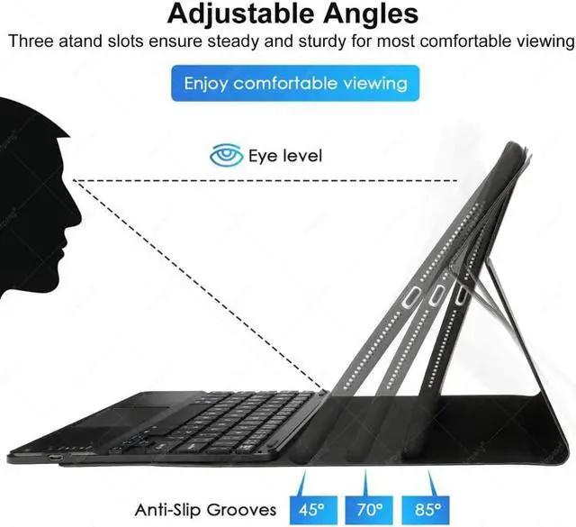 Alt view image 6 of 6 - Bluetooth Keyboard Case with Trackpad for iPad Pro 12.9 inch 2017 2015 (Old Model, 2nd & 1st Generation) Removable Wireless Keyboard with Leather Cover / Pencil Holder
