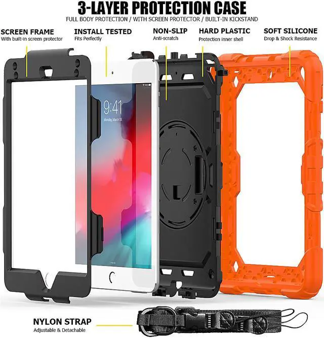 Alt view image 4 of 5 - iPad Mini 5 Case, iPad Mini 4 Case, Shockproof Stand Sturdy Protective Mini Cover with Screen Protector Pencil Holder Handle Strap for 7.9 iPad Mini 5th Gen / Mini 4th Generation