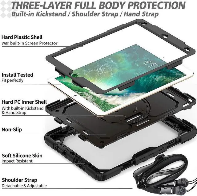 Alt view image 6 of 7 - iPad Air 3 10.5 Case 2019 / iPad Pro 10.5 Case 2017, Rugged Heavy Duty Shockproof Protective Cover Case with Rotating Kickstand for iPad Air (3rd Gen) 10.5" 2019 / iPad Pro 10.5" 2017
