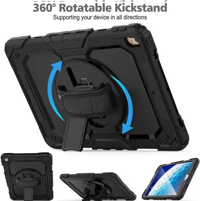 Alt view image 5 of 7 - iPad Air 3 10.5 Case 2019 / iPad Pro 10.5 Case 2017, Rugged Heavy Duty Shockproof Protective Cover Case with Rotating Kickstand for iPad Air (3rd Gen) 10.5" 2019 / iPad Pro 10.5" 2017