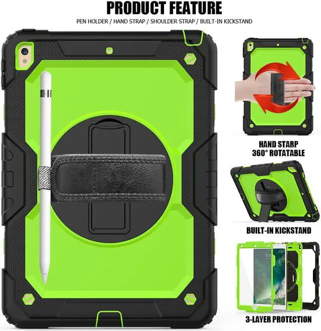 Alt view image 2 of 5 - iPad Air 3 10.5 Case 2019 / iPad Pro 10.5 Case 2017, Rugged Heavy Duty Shockproof Protective Cover Case with Rotating Kickstand for iPad Air (3rd Gen) 10.5" 2019 / iPad Pro 10.5" 2017