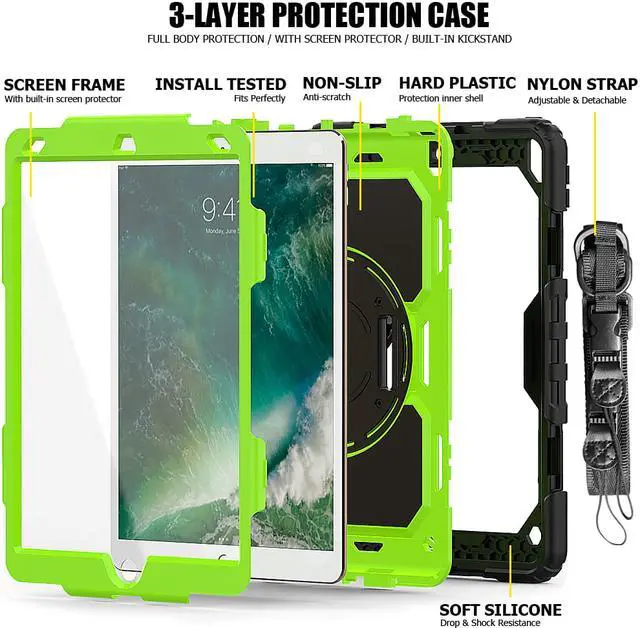 Alt view image 5 of 5 - iPad Air 3 10.5 Case 2019 / iPad Pro 10.5 Case 2017, Rugged Heavy Duty Shockproof Protective Cover Case with Rotating Kickstand for iPad Air (3rd Gen) 10.5" 2019 / iPad Pro 10.5" 2017