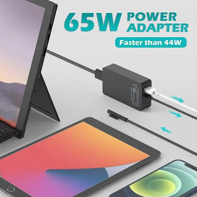 Alt view image 2 of 7 - Surface Pro Surface Laptop Charger, 65W Charger [Updated Version] Compatible with Surface Pro 8 / Pro X / Pro 7 / Pro 6 / Pro 5 / Pro 4 / Pro 3, Surface Laptop 4/3/2/1,Surface Book, Surface Go 3/2/1