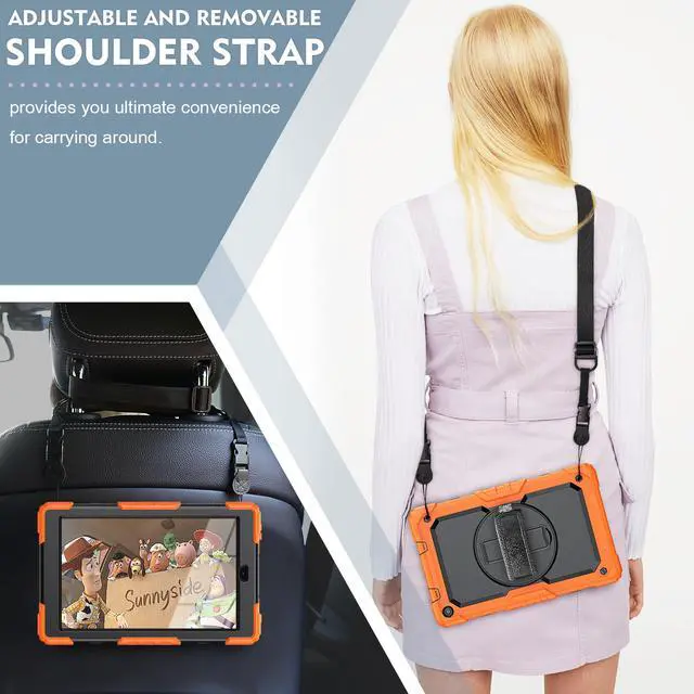 Alt view image 4 of 7 - Amazon Kindle Fire HD 10 Case 2019 2018 2017 Release, Shockproof Cover with Kickstand,Hand Strap and Shoulder Strap for Fire HD 10.1 Inch Tablet (9th/8th/7th Generation)