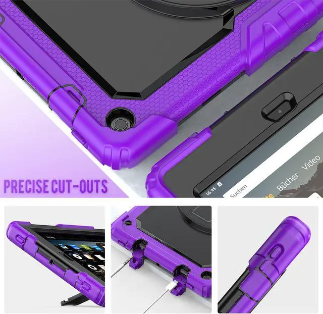 Alt view image 7 of 7 - Amazon Kindle Fire HD 10 Case 2019 2018 2017 Release, Shockproof Cover with Kickstand,Hand Strap and Shoulder Strap for Fire HD 10.1 Inch Tablet (9th/8th/7th Generation)