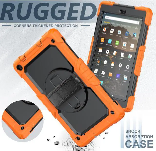 Alt view image 3 of 7 - Amazon Kindle Fire HD 10 Case 2019 2018 2017 Release, Shockproof Cover with Kickstand,Hand Strap and Shoulder Strap for Fire HD 10.1 Inch Tablet (9th/8th/7th Generation)