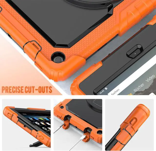 Alt view image 5 of 7 - Amazon Kindle Fire HD 10 Case 2019 2018 2017 Release, Shockproof Cover with Kickstand,Hand Strap and Shoulder Strap for Fire HD 10.1 Inch Tablet (9th/8th/7th Generation)