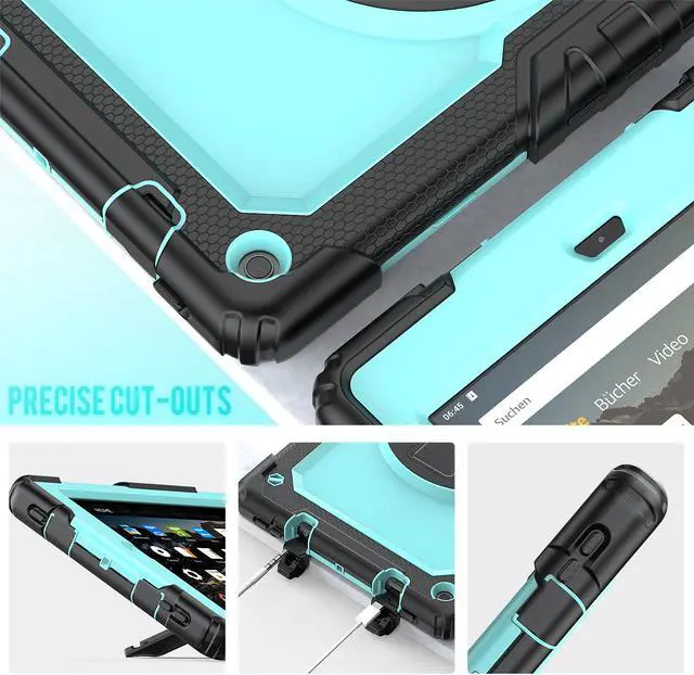 Alt view image 7 of 7 - Amazon Kindle Fire HD 10 Case 2019 2018 2017 Release, Shockproof Cover with Kickstand,Hand Strap and Shoulder Strap for Fire HD 10.1 Inch Tablet (9th/8th/7th Generation)