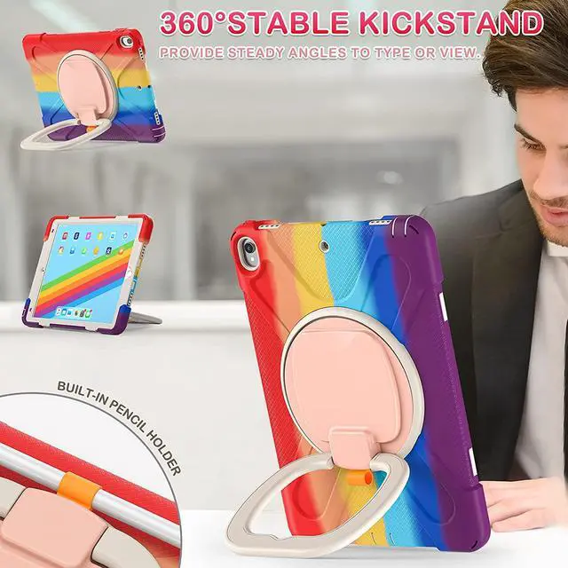 Alt view image 6 of 7 - iPad Air 3 10.5 Case 2019,iPad Pro 10.5 Case 2017 for Kids,- Heavy Duty Shockproof Case Cover with Pencil Holder,Rotating Stand/Hand Strap,Shoulder Strap for iPad Air 3rd Gen case 10.5