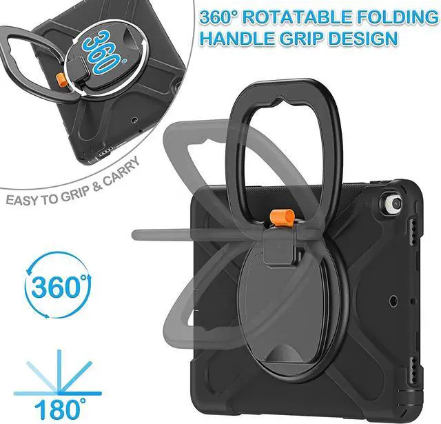 Alt view image 3 of 7 - iPad Air 3 10.5 Case 2019,iPad Pro 10.5 Case 2017 for Kids,- Heavy Duty Shockproof Case Cover with Pencil Holder,Rotating Stand/Hand Strap,Shoulder Strap for iPad Air 3rd Gen case 10.5