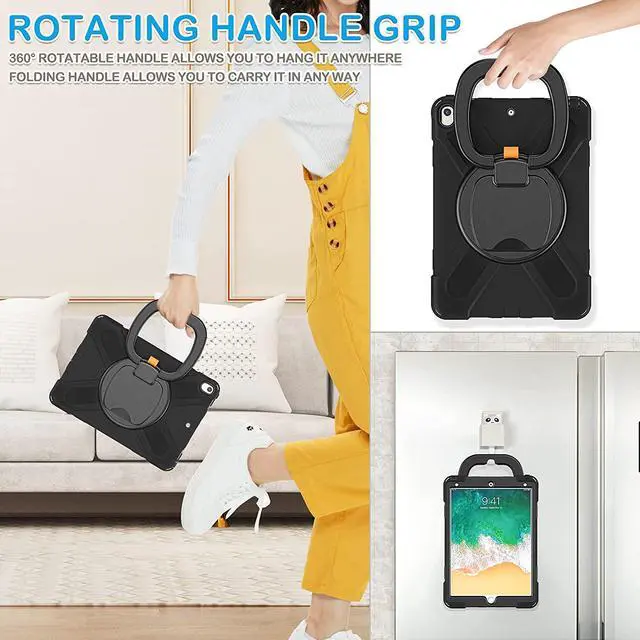 Alt view image 5 of 7 - iPad Air 3 10.5 Case 2019,iPad Pro 10.5 Case 2017 for Kids,- Heavy Duty Shockproof Case Cover with Pencil Holder,Rotating Stand/Hand Strap,Shoulder Strap for iPad Air 3rd Gen case 10.5