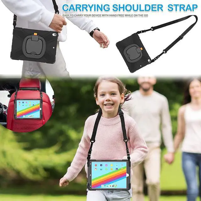 Alt view image 6 of 7 - iPad Air 3 10.5 Case 2019,iPad Pro 10.5 Case 2017 for Kids,- Heavy Duty Shockproof Case Cover with Pencil Holder,Rotating Stand/Hand Strap,Shoulder Strap for iPad Air 3rd Gen case 10.5