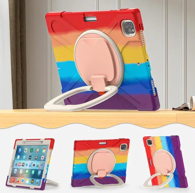 Alt view image 2 of 7 - Case for iPad Pro 12.9 2020 4th Generation and iPad Pro 12.9 Inch 2018 3rd Generation, Heavy Duty Shockproof Cover with Rotating Stand / Pencil Holder / Carrying Strap