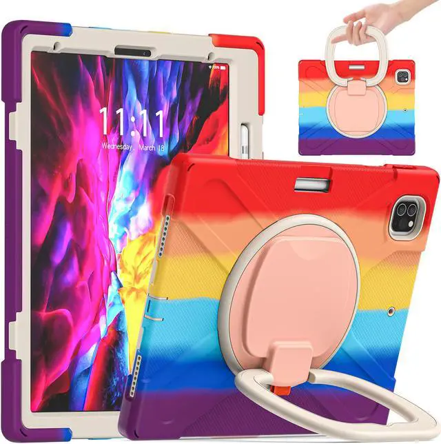 Main image of Case for iPad Pro 12.9 2020 4th Generation and iPad Pro 12.9 Inch 2018 3rd Generation, Heavy Duty Shockproof Cover with Rotating Stand / Pencil Holder / Carrying Strap