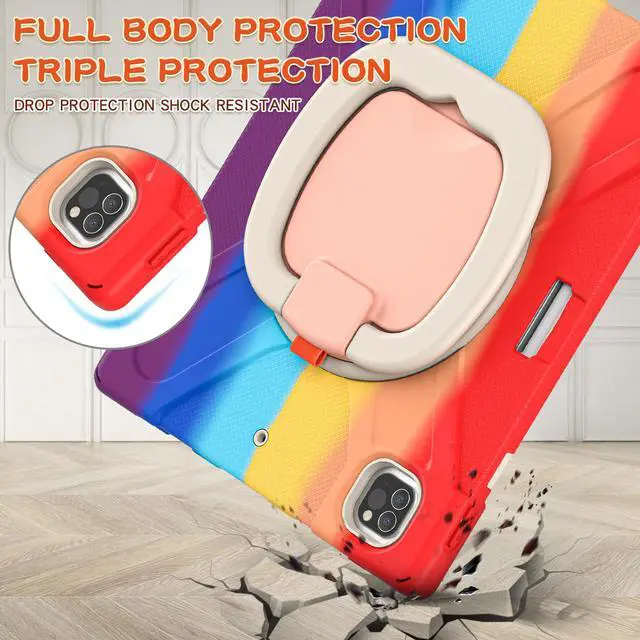 Alt view image 4 of 7 - Case for iPad Pro 12.9 2020 4th Generation and iPad Pro 12.9 Inch 2018 3rd Generation, Heavy Duty Shockproof Cover with Rotating Stand / Pencil Holder / Carrying Strap