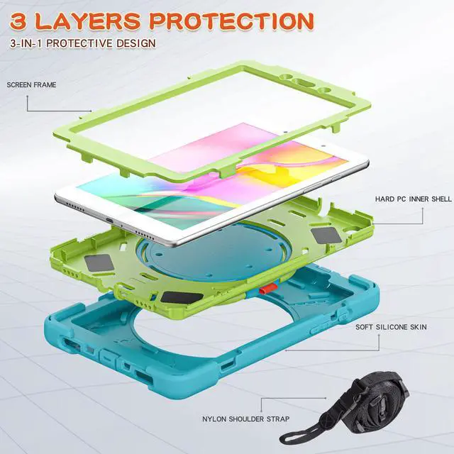 Alt view image 4 of 7 - Samsung Galaxy Tab A 8.0 Case 2019, Heavy Duty Rugged Shockproof Case with Hand Strap, Kickstand, Carrying Shoulder Strap for Galaxy Tab A 8.0” 2019 Model SM-T290 SM-T295 SM-T297