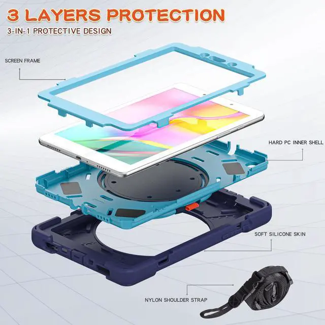 Alt view image 2 of 7 - Samsung Galaxy Tab A 8.0 Case 2019, Heavy Duty Rugged Shockproof Case with Hand Strap, Kickstand, Carrying Shoulder Strap for Galaxy Tab A 8.0” 2019 Model SM-T290 SM-T295 SM-T297