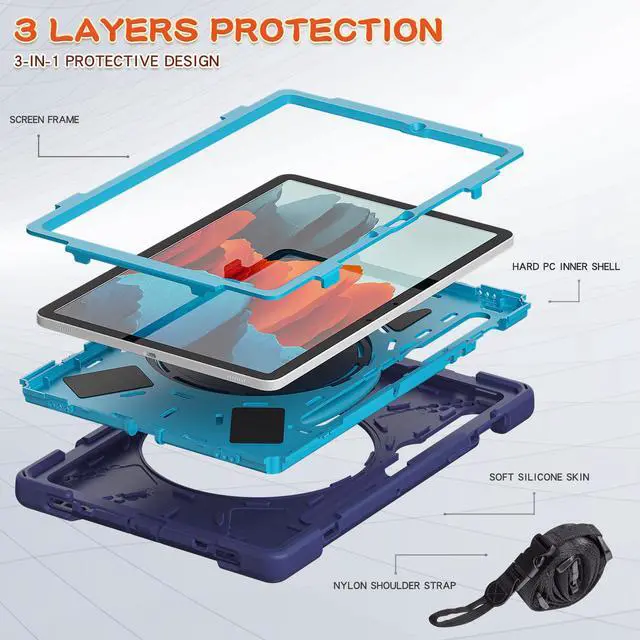Alt view image 3 of 7 - Case for Samsung Galaxy Tab S7 11 Inch 2020 Heavy Duty Shockproof Cover with Pen Holder Kickstand Hand Shoulder Strap for Samsung Tab S7 11 Inch 2020 SM-T870 SM-T875 SM-T876