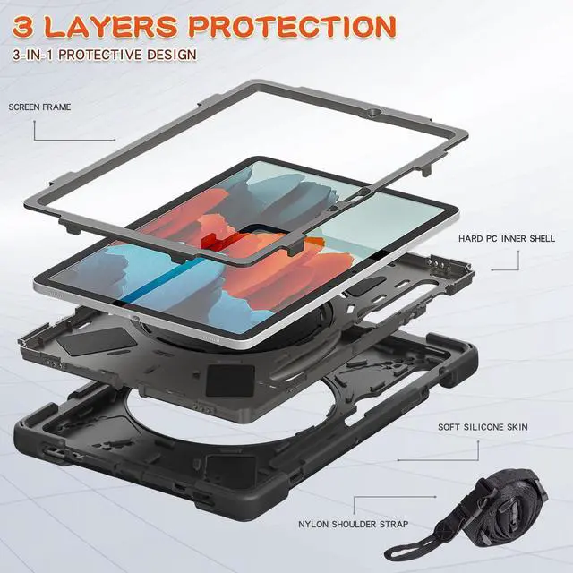 Alt view image 4 of 7 - Case for Samsung Galaxy Tab S7 11 Inch 2020 Heavy Duty Shockproof Cover with Pen Holder Kickstand Hand Shoulder Strap for Samsung Tab S7 11 Inch 2020 SM-T870 SM-T875 SM-T876