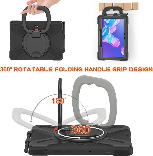 Alt view image 4 of 7 - Samsung Galaxy Tab Active PRO 10.1 Case, Heavy Duty Rugged Shockproof Drop Protection Cover with 360 Stand, Handle Hand Strap & Shoulder Strap for Galaxy Tab Active PRO 10.1 inch SM-T540/T545/T547