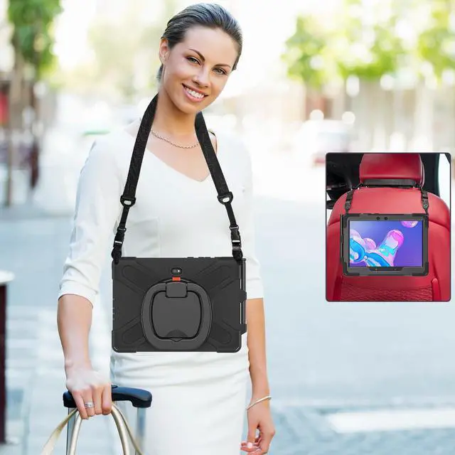Alt view image 7 of 7 - Samsung Galaxy Tab Active PRO 10.1 Case, Heavy Duty Rugged Shockproof Drop Protection Cover with 360 Stand, Handle Hand Strap & Shoulder Strap for Galaxy Tab Active PRO 10.1 inch SM-T540/T545/T547