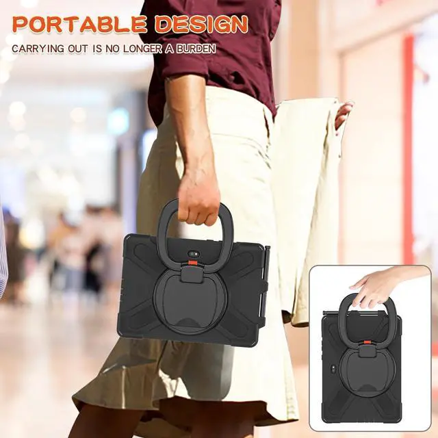 Alt view image 6 of 7 - Samsung Galaxy Tab Active PRO 10.1 Case, Heavy Duty Rugged Shockproof Drop Protection Cover with 360 Stand, Handle Hand Strap & Shoulder Strap for Galaxy Tab Active PRO 10.1 inch SM-T540/T545/T547
