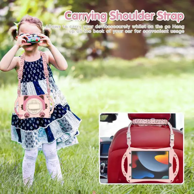 Alt view image 7 of 7 - iPad 10.2 Case 2021 2020 2019, Shockproof Protective Cover with Handle Grip, Kickstand, Pencil Holder, Hand Strap, Carrying Strap for iPad 9th/8th/7th Generation and iPad Air 10.5/iPadPro 10.5