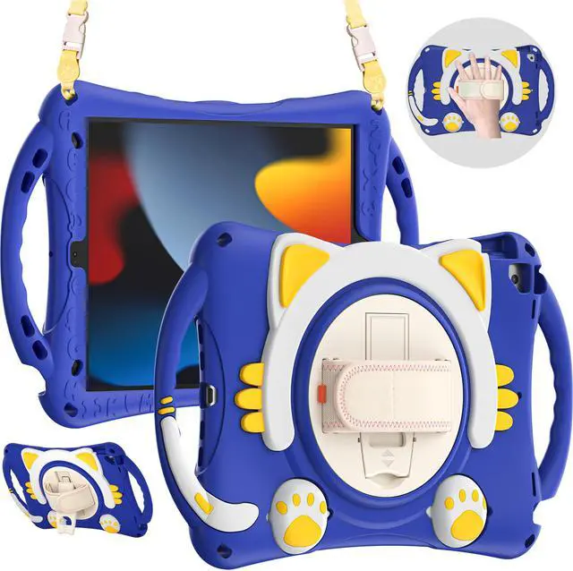 Main image of iPad 10.2 Case 2021 2020 2019, Shockproof Protective Cover with Handle Grip, Kickstand, Pencil Holder, Hand Strap, Carrying Strap for iPad 9th/8th/7th Generation and iPad Air 10.5/iPadPro 10.5