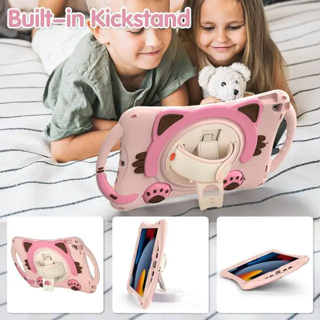 Alt view image 2 of 7 - iPad 10.2 Case 2021 2020 2019, Shockproof Protective Cover with Handle Grip, Kickstand, Pencil Holder, Hand Strap, Carrying Strap for iPad 9th/8th/7th Generation and iPad Air 10.5/iPadPro 10.5