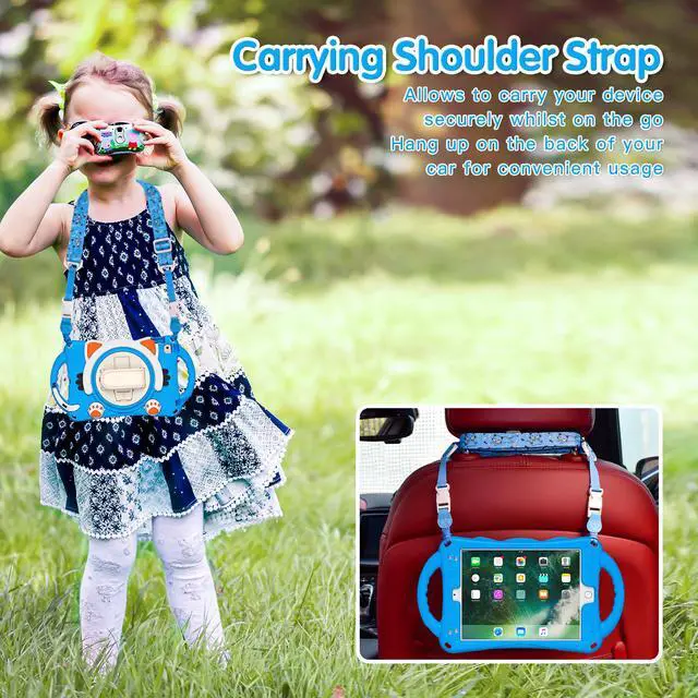 Alt view image 6 of 7 - iPad Mini 5th/4th/3rd/2nd/1st Generation Case for Kids, Silicone Rubber Shockproof Cover for iPad mini 5 4 3 2 1 with Adjustable Strap,Handle Grip,Pencil Holder,Rotating Kickstand,Hand Strap