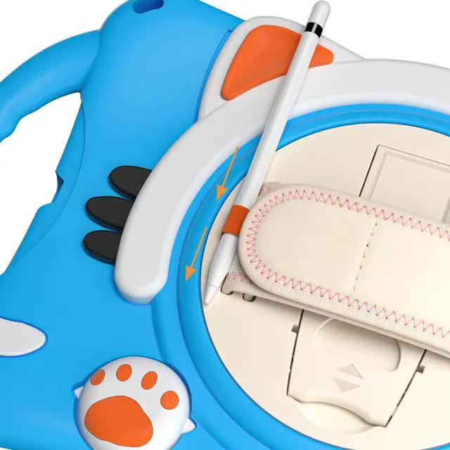 Alt view image 2 of 7 - iPad Mini 5th/4th/3rd/2nd/1st Generation Case for Kids, Silicone Rubber Shockproof Cover for iPad mini 5 4 3 2 1 with Adjustable Strap,Handle Grip,Pencil Holder,Rotating Kickstand,Hand Strap