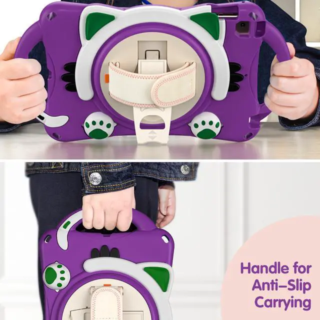 Alt view image 2 of 7 - iPad Mini 5th/4th/3rd/2nd/1st Generation Case for Kids, Silicone Rubber Shockproof Cover for iPad mini 5 4 3 2 1 with Adjustable Strap,Handle Grip,Pencil Holder,Rotating Kickstand,Hand Strap