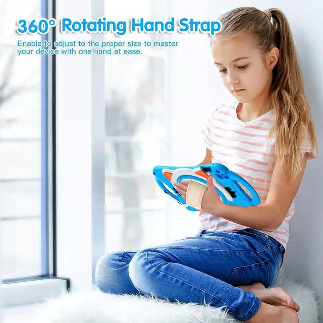 Alt view image 7 of 7 - iPad Mini 5th/4th/3rd/2nd/1st Generation Case for Kids, Silicone Rubber Shockproof Cover for iPad mini 5 4 3 2 1 with Adjustable Strap,Handle Grip,Pencil Holder,Rotating Kickstand,Hand Strap