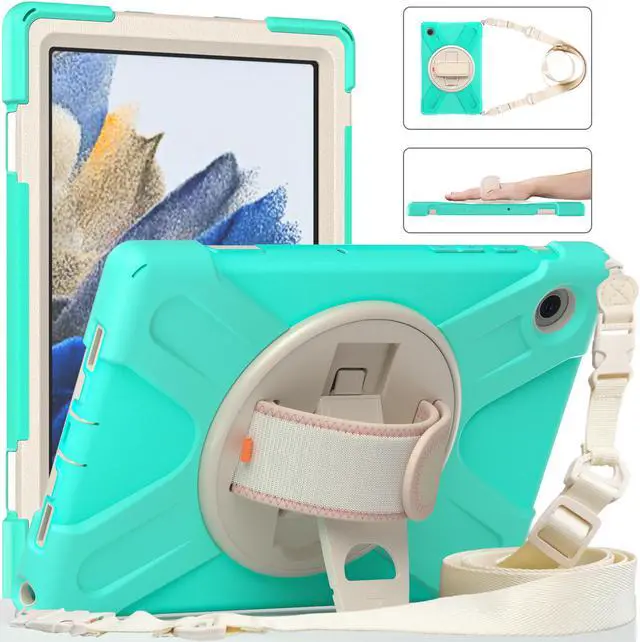 Main image of Case for Samsung Galaxy Tab A8 10.5 inch 2022 Case, Heavy Duty Shockproof Protective Cover with 360 Degree Rotatable Stand+ Pencil Holder + Adjustable Hand Strap, Shoulder Belt