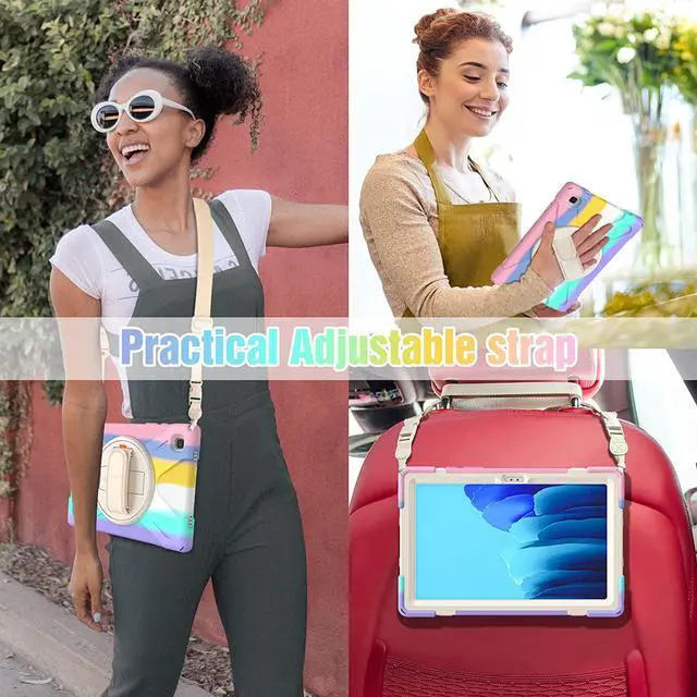 Alt view image 6 of 7 - Case for Samsung Galaxy Tab A8 10.5 inch 2022 Case, Heavy Duty Shockproof Protective Cover with 360 Degree Rotatable Stand+ Pencil Holder + Adjustable Hand Strap, Shoulder Belt