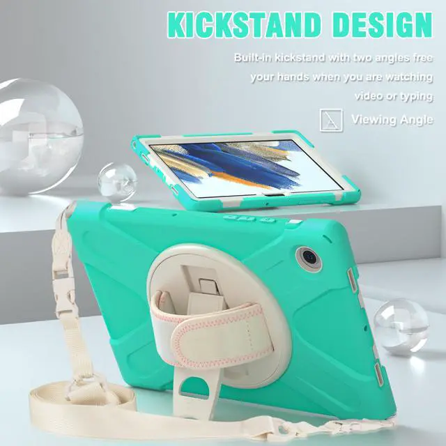 Alt view image 7 of 7 - Case for Samsung Galaxy Tab A8 10.5 inch 2022 Case, Heavy Duty Shockproof Protective Cover with 360 Degree Rotatable Stand+ Pencil Holder + Adjustable Hand Strap, Shoulder Belt