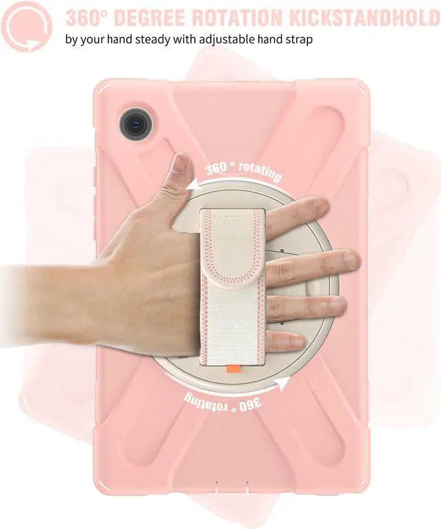 Alt view image 4 of 7 - Case for Samsung Galaxy Tab A8 10.5 inch 2022 Case, Heavy Duty Shockproof Protective Cover with 360 Degree Rotatable Stand+ Pencil Holder + Adjustable Hand Strap, Shoulder Belt