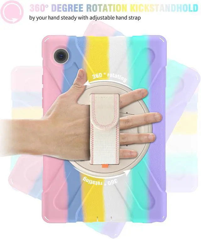 Alt view image 4 of 7 - Case for Samsung Galaxy Tab A8 10.5 inch 2022 Case, Heavy Duty Shockproof Protective Cover with 360 Degree Rotatable Stand+ Pencil Holder + Adjustable Hand Strap, Shoulder Belt