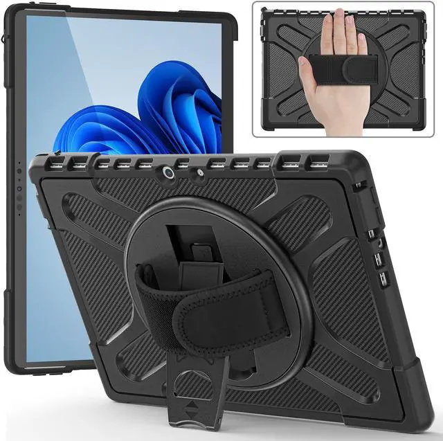 Main image of Microsoft Surface Pro 8 13 inch 2021 Case, Protective Rugged Cover with Pen Holder / Hand Strap / Rotating Kickstand Compatible with Type Cover Keyboard