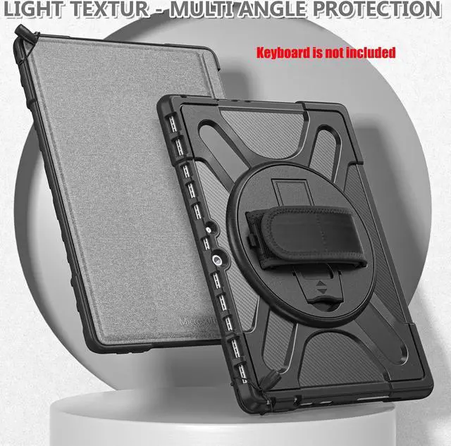 Alt view image 3 of 7 - Microsoft Surface Pro 8 13 inch 2021 Case, Protective Rugged Cover with Pen Holder / Hand Strap / Rotating Kickstand Compatible with Type Cover Keyboard